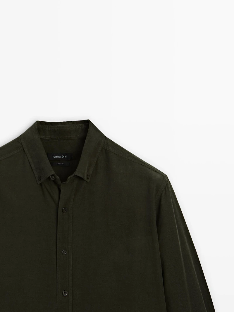 Regular fit needlecord shirt