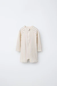 1-6 YEARS/ STRIPED TEXTURED SWIMSUIT