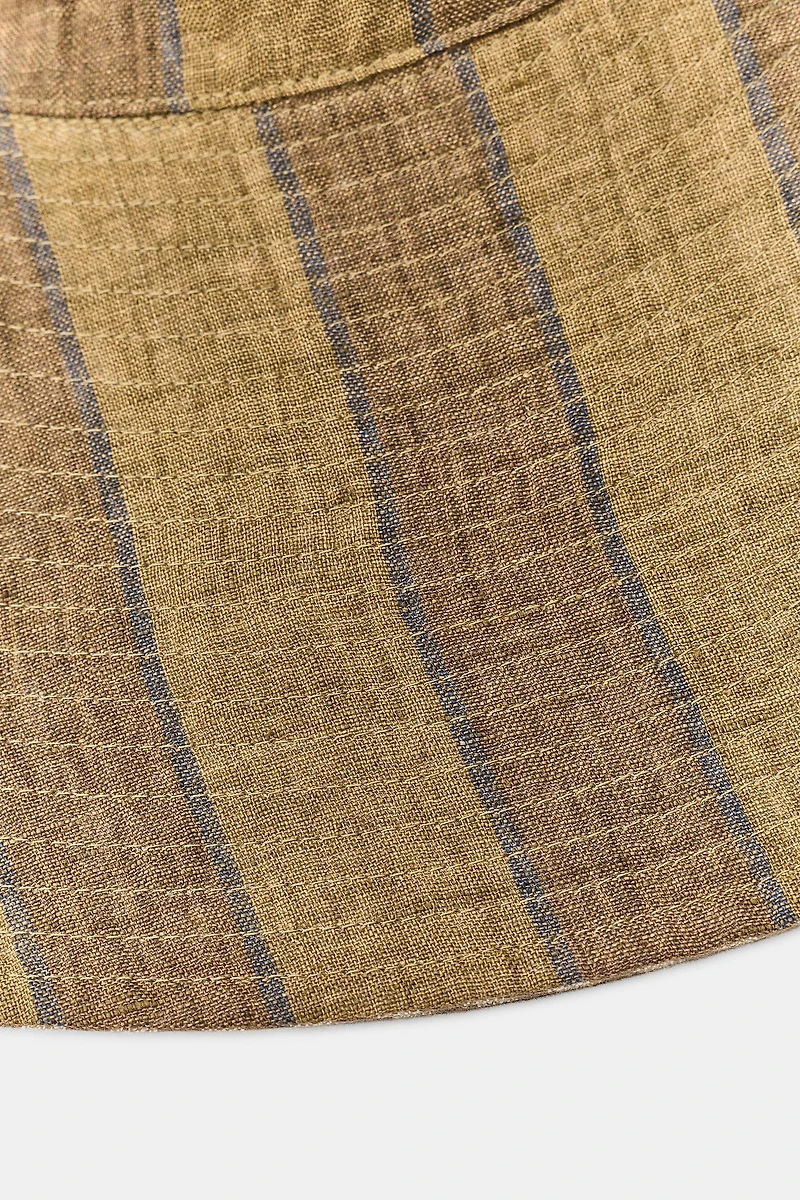 REVERSIBLE 100% LINEN STRIPED HAT