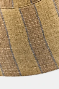 REVERSIBLE 100% LINEN STRIPED HAT