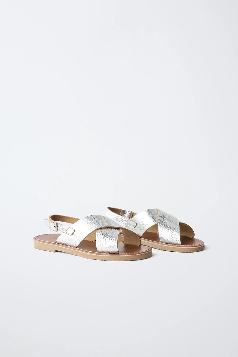 METALLIC LEATHER SANDALS