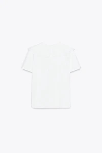 EMBROIDERED PETER PAN COLLAR T-SHIRT