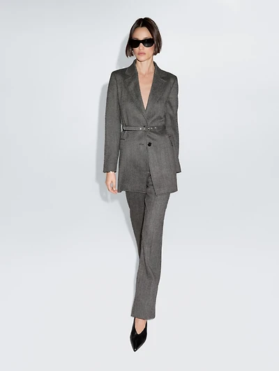 Pantalon de tailleur chiné en laine mélangée