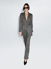 Pantalon de tailleur chiné en laine mélangée