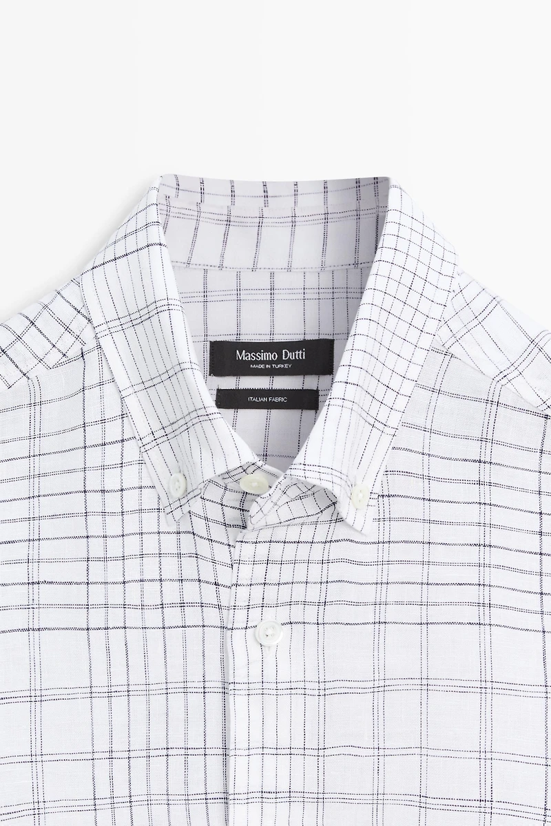 Chemise regular fit à carreaux 100 % lin