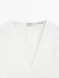 100% linen blouse with godet details - STUDIO