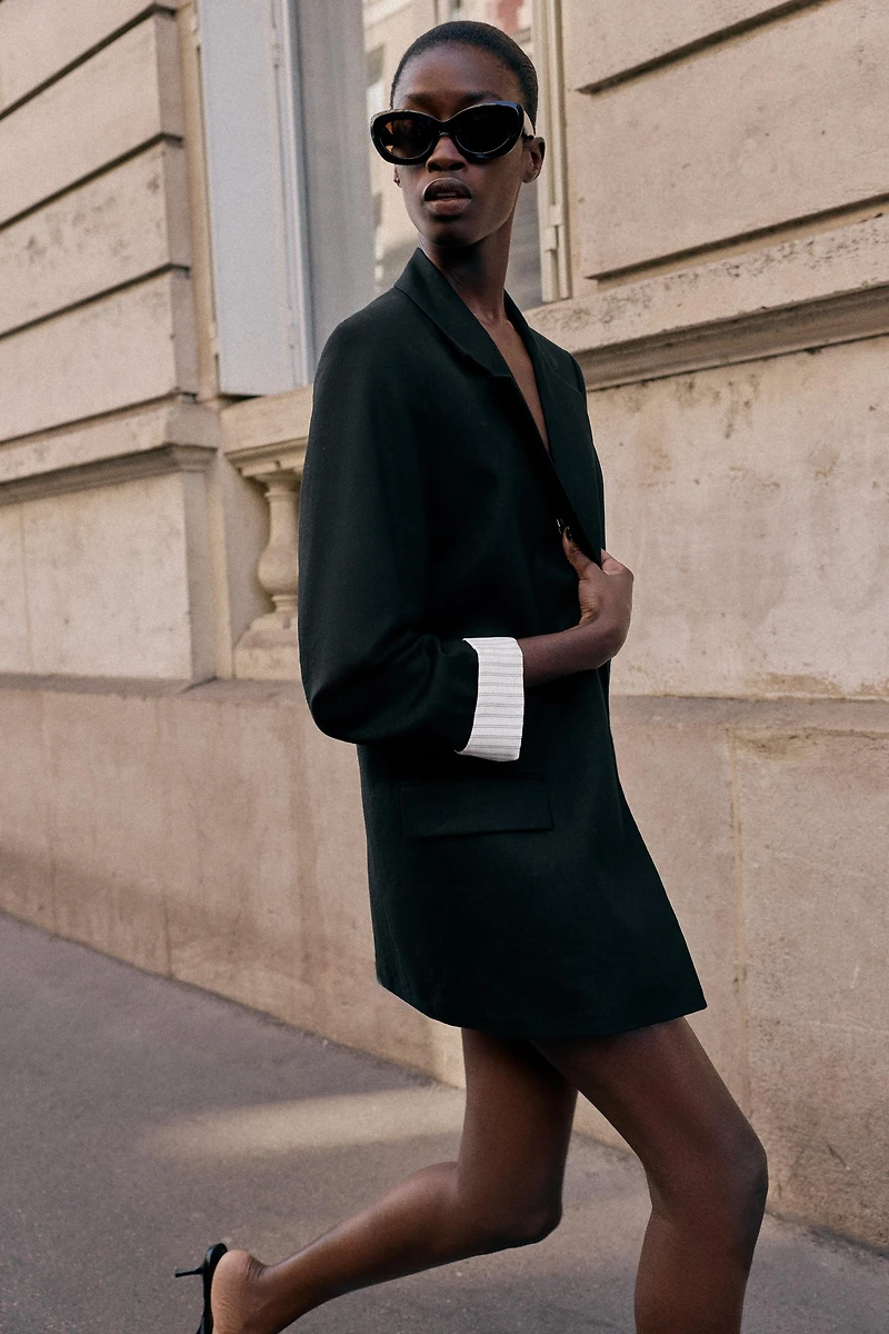 LINEN BLAZER WITH ROLLED SLEEVES
