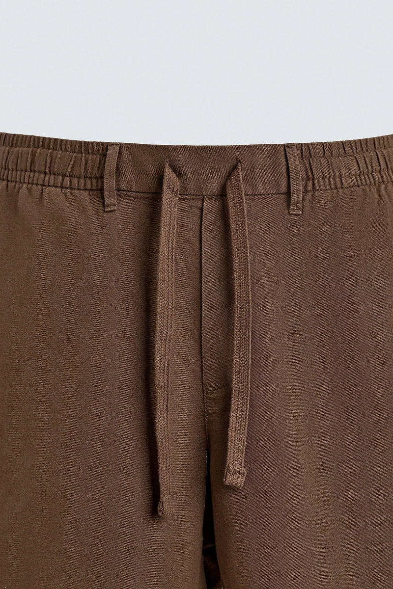 COTTON-LINEN RELAXED FIT SHORTS