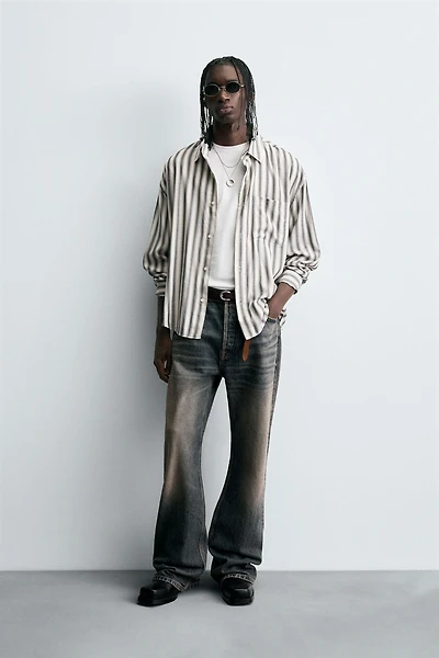 STRIPED COTTON-VISCOSE SHIRT