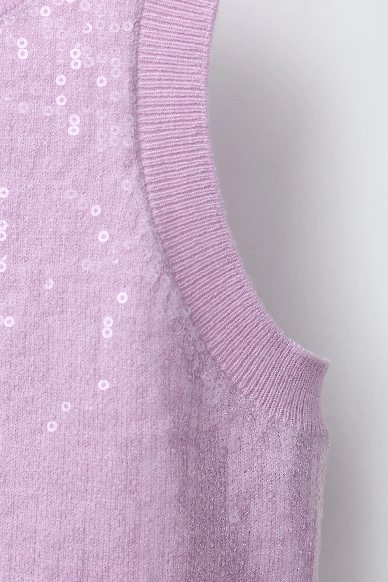 TOP EN MAILLE À SEQUINS