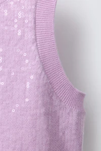 TOP EN MAILLE À SEQUINS