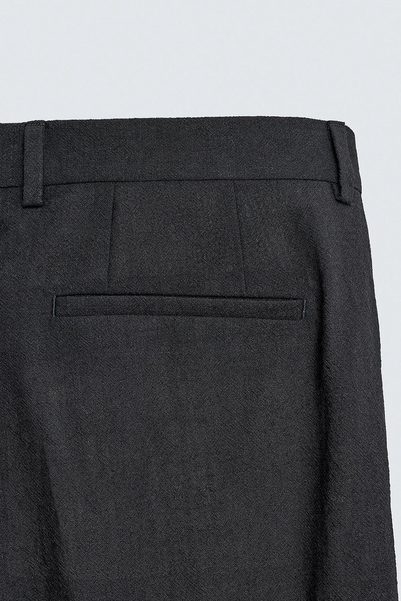 TEXTURED 100% WOOL SUIT PANTS