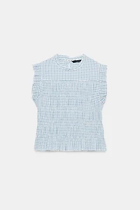 SMOCKED GINGHAM TOP