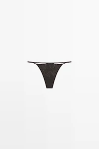 Thong with embroidered detail