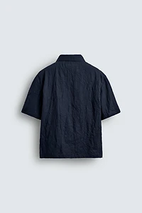 WRINKLED EFFECT ZIP-UP SHIRT