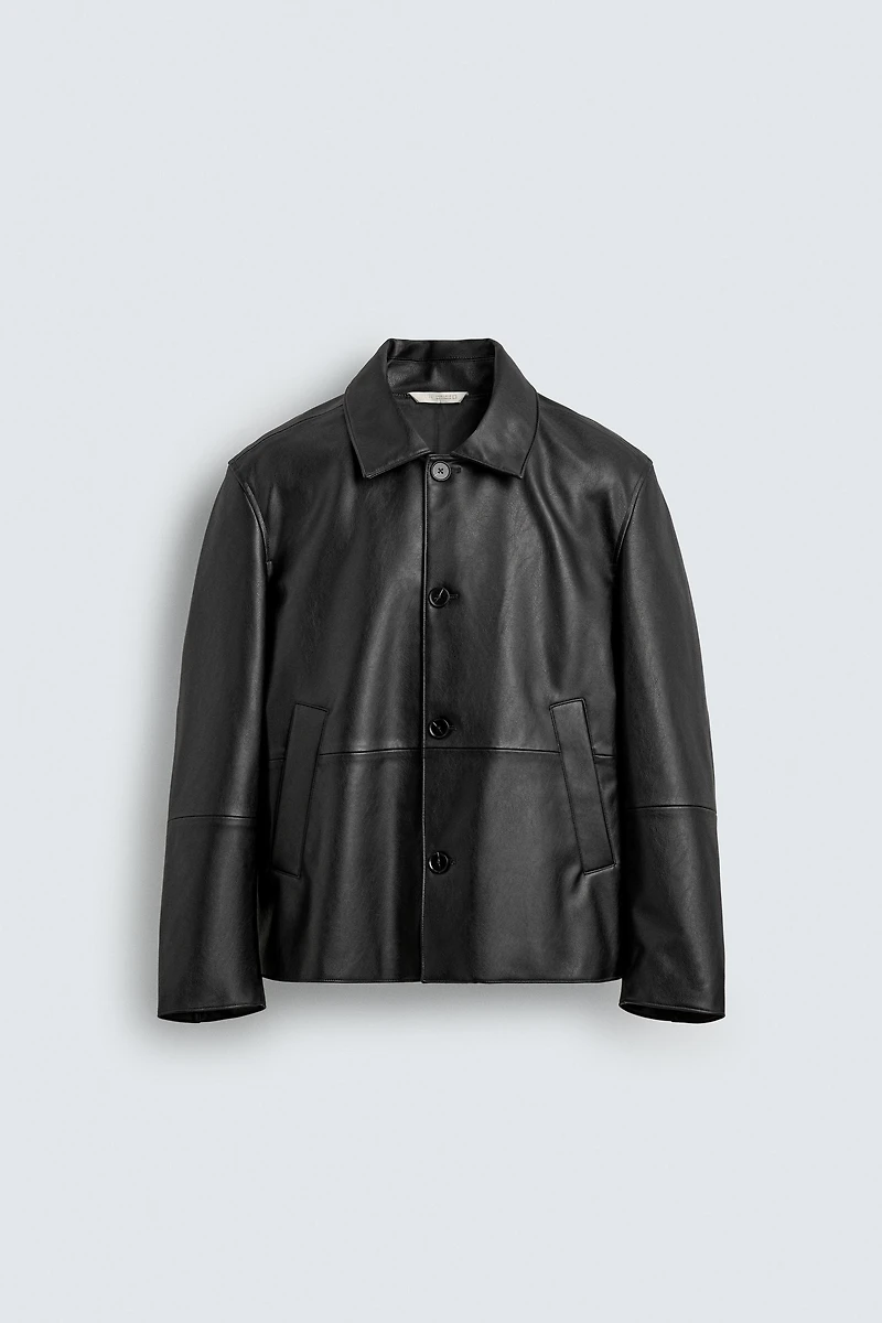 FAUX LEATHER REGULAR FIT OVERSHIRT