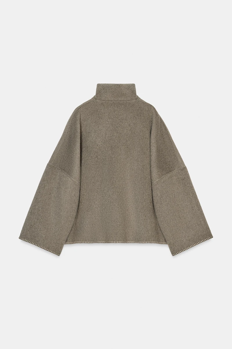 WOOL BLEND TOPSTITCHED JACKET ZW COLLECTION