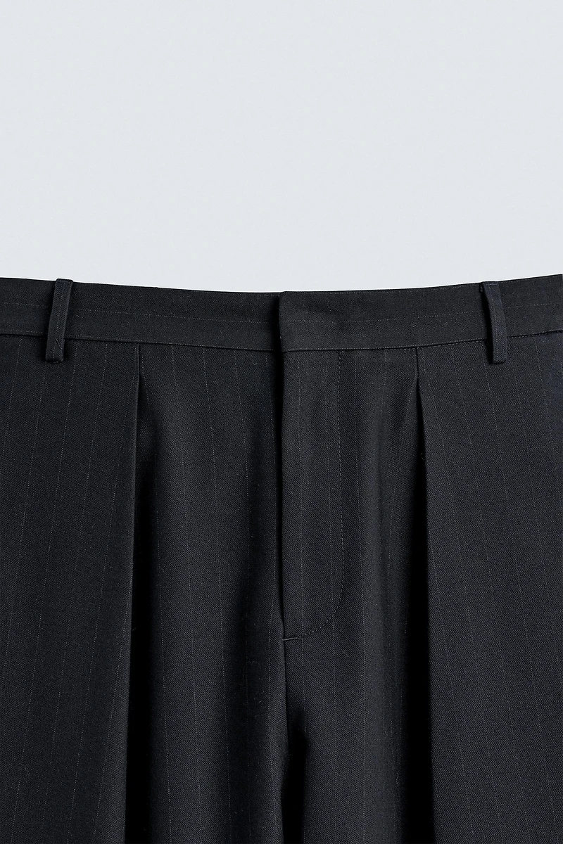 PLEATED PINSTRIPE PANTS