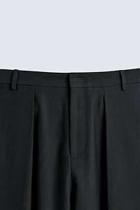 PLEATED PINSTRIPE PANTS