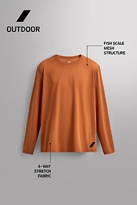 LONG SLEEVE GRAVEL TECHNICAL TEXTURED WEAVE T-SHIRT