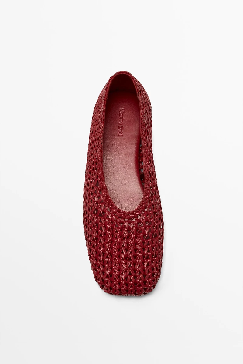 Braided leather ballet flat