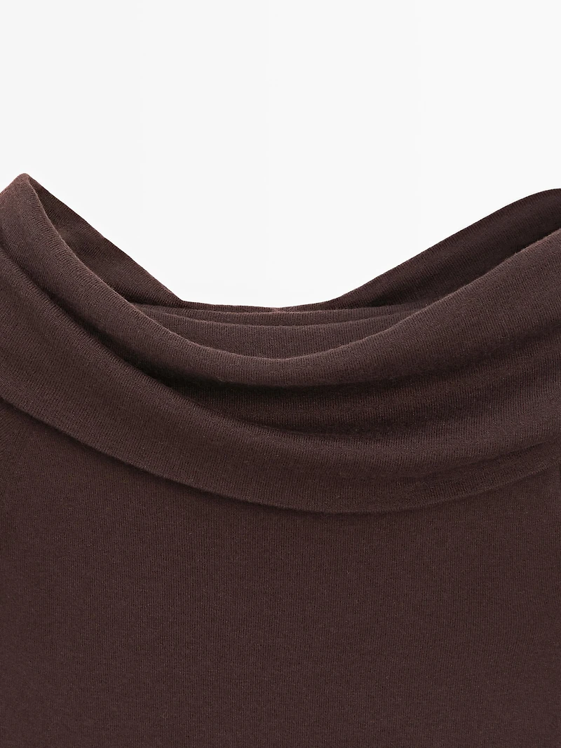 Knit wool blend off-the-shoulder sweater