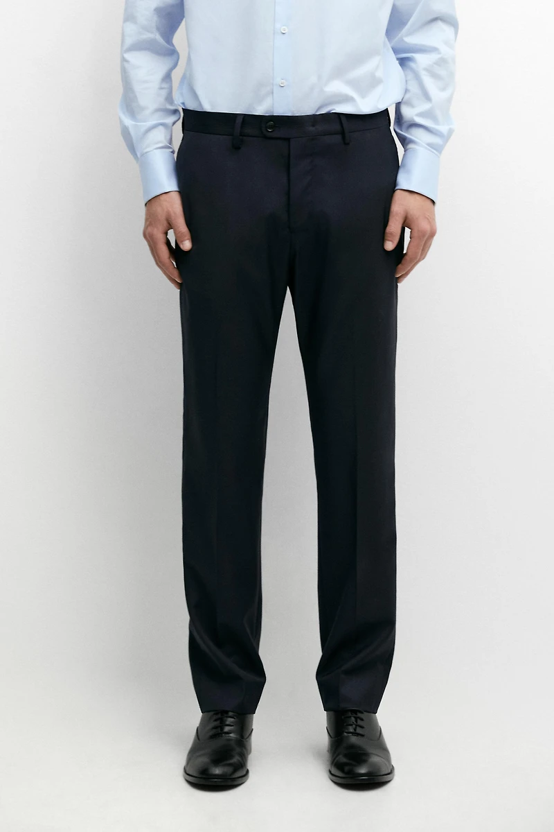 Striped wool blend suit trousers