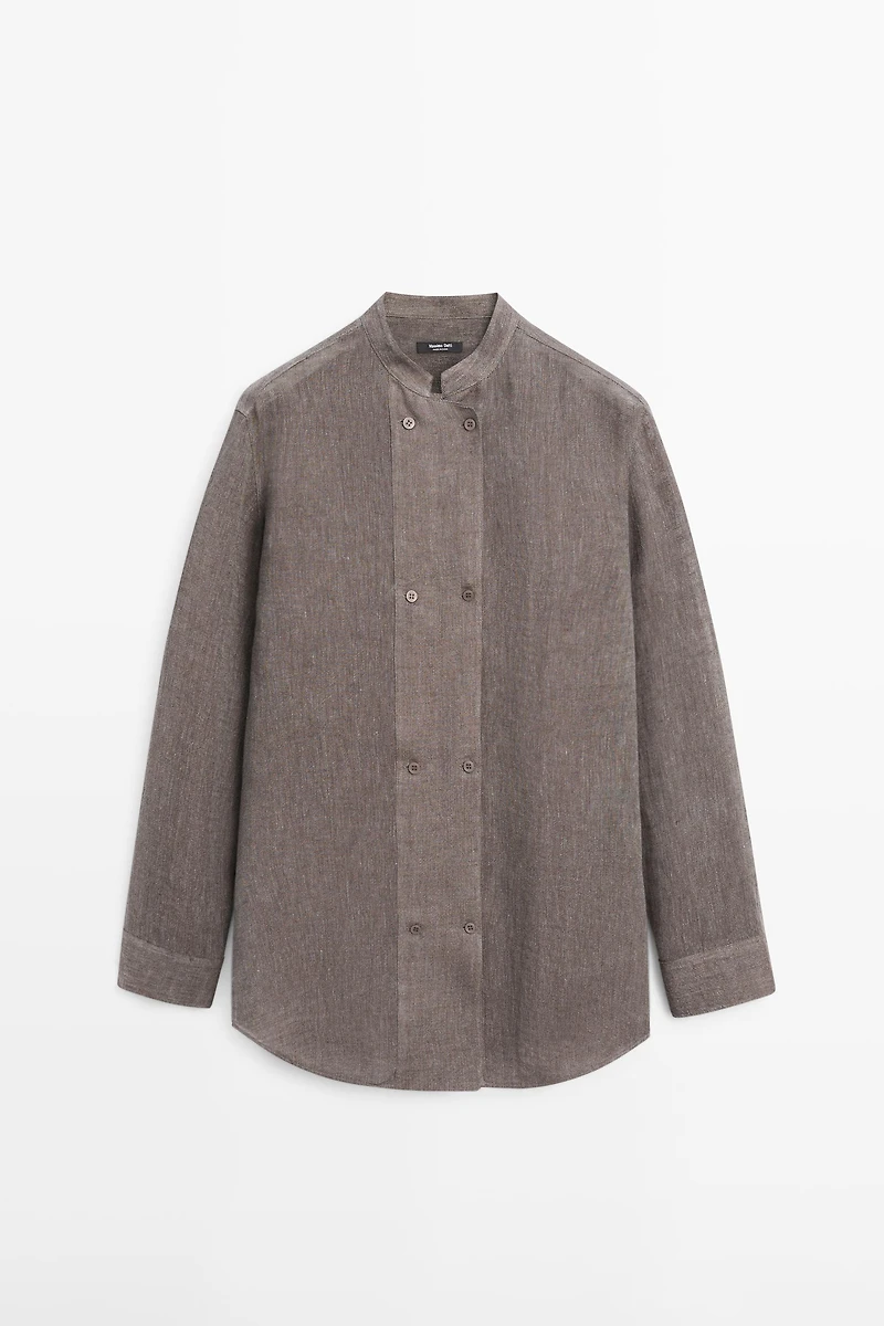 Chemise fluide à boutons en lin mélangé