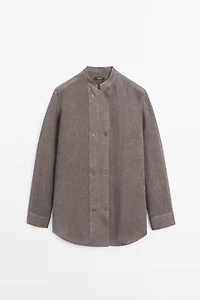 Chemise fluide à boutons en lin mélangé