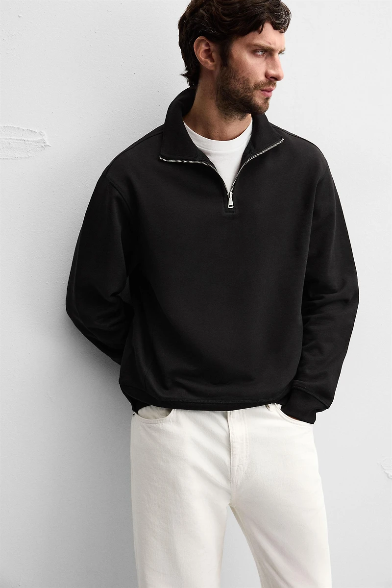BASIC QUARTER-ZIP SWEATSHIRT