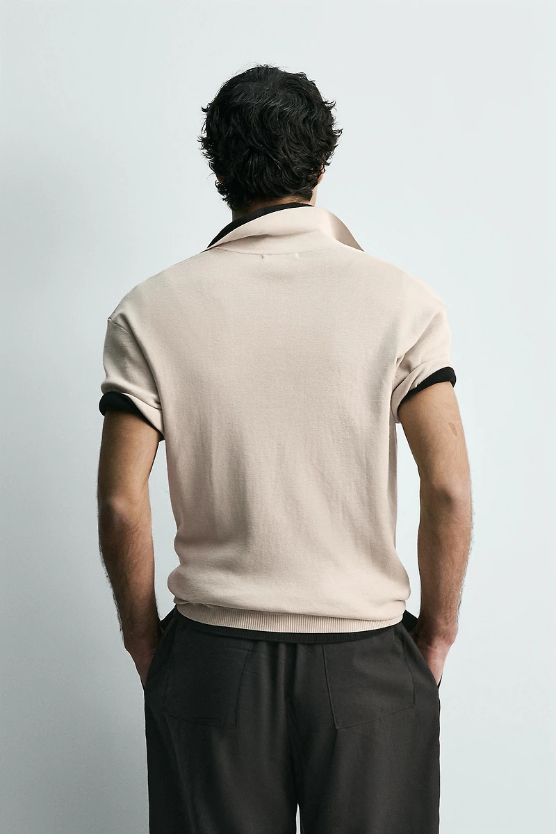 COTTON BLEND KNIT POLO SHIRT