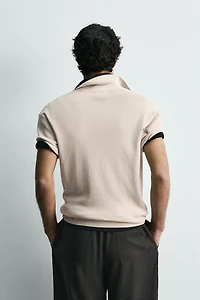 COTTON BLEND KNIT POLO SHIRT