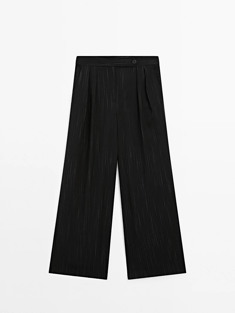 Darted trousers with stripe print detail