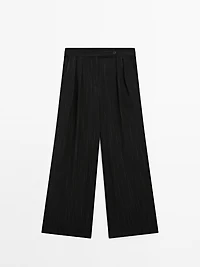 Darted trousers with stripe print detail