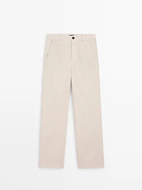 Pantalon relaxed fit 100 % lin