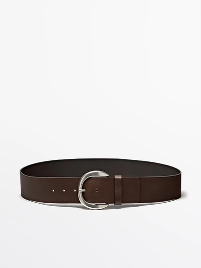Wide nappa leather belt