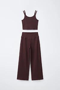 RIBBED TOP AND STRAIGHT PANTS SET