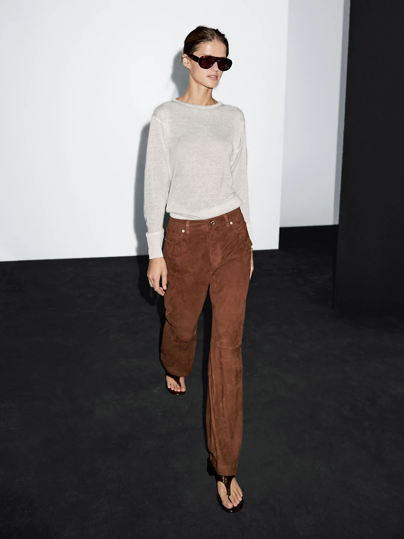 Suede leather trousers