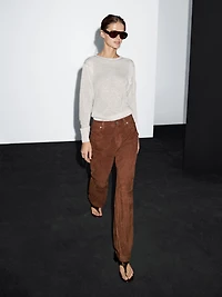 Suede leather trousers
