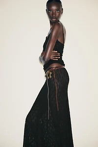 A-LINE LONG LACE SKIRT