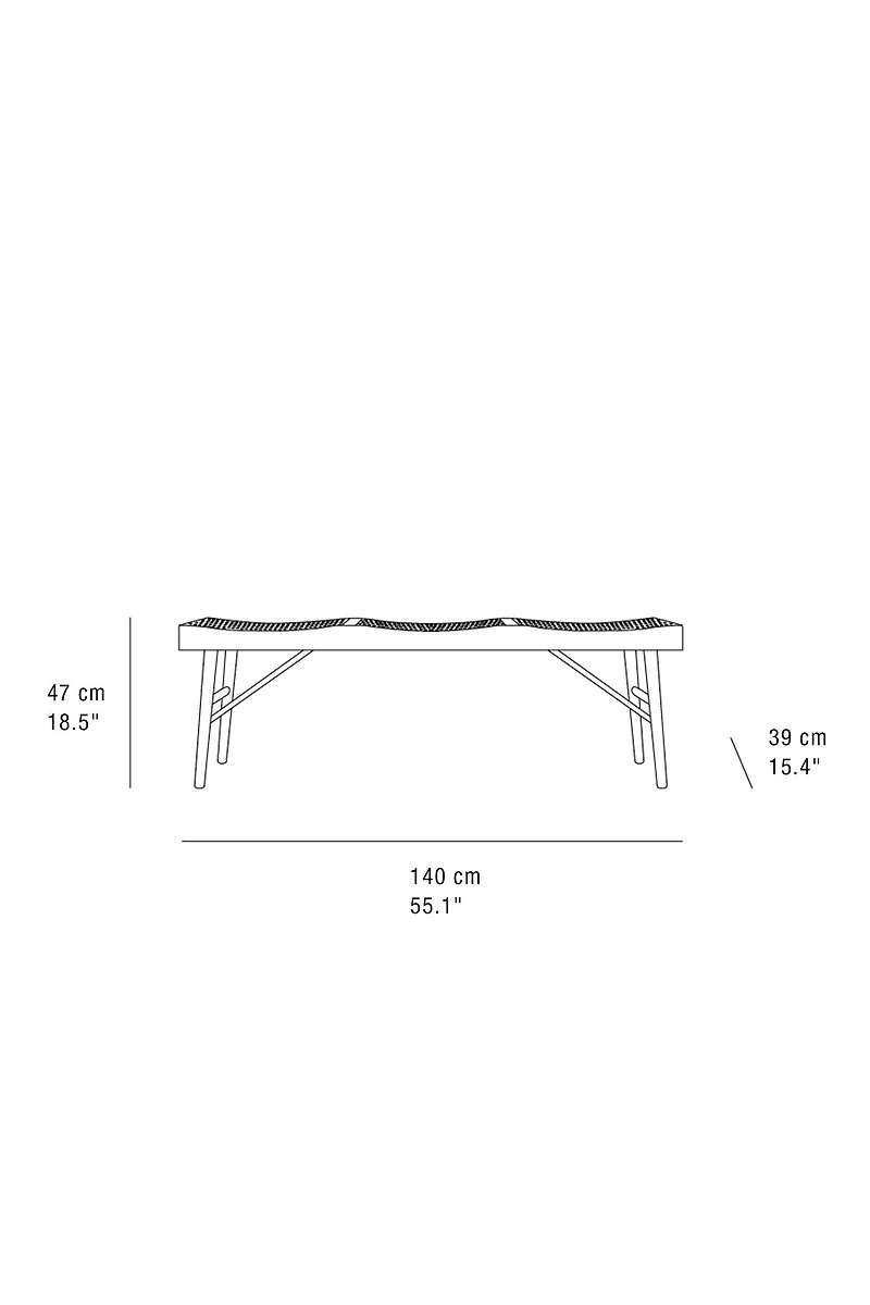 WOOD AND RATTAN BENCH