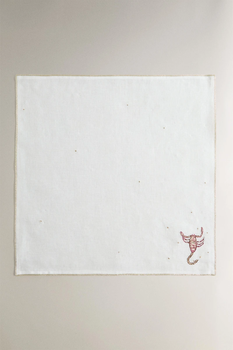 SCORPIO EMBROIDERED LINEN NAPKIN | MARISA BERENSON
