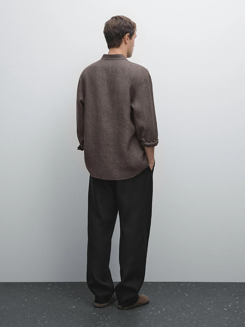 Relaxed fit overshirt with a stand collar
