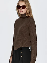 Pull en maille 100 % laine à col montant