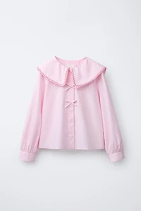PICOT TRIM PETER PAN COLLAR SHIRT