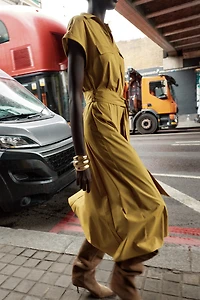 POPLIN MIDI DRESS