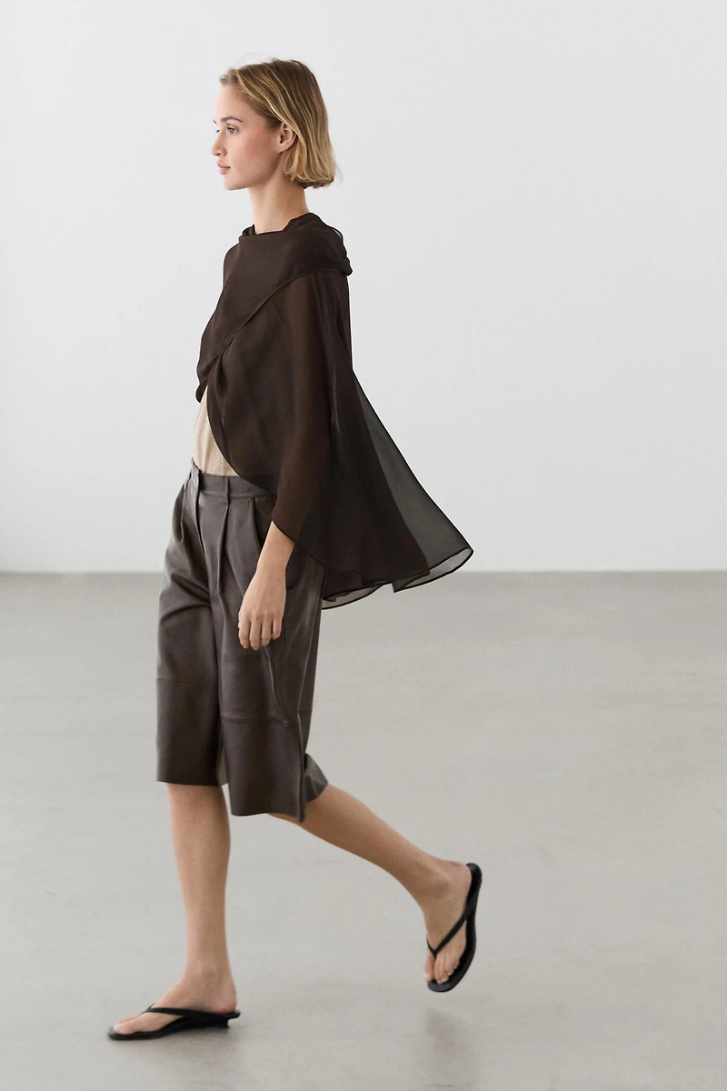 100% mulberry silk crossover cape