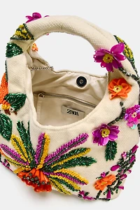 BEADED PRINTED BAG