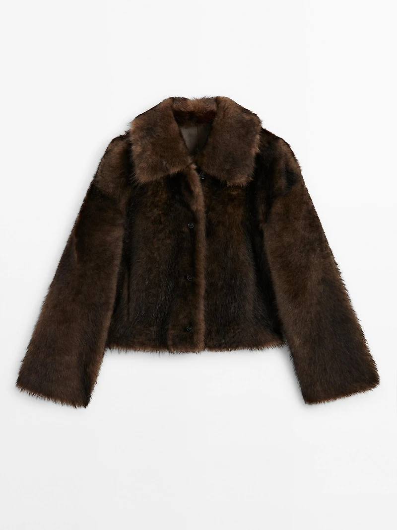 Short natural fur coat