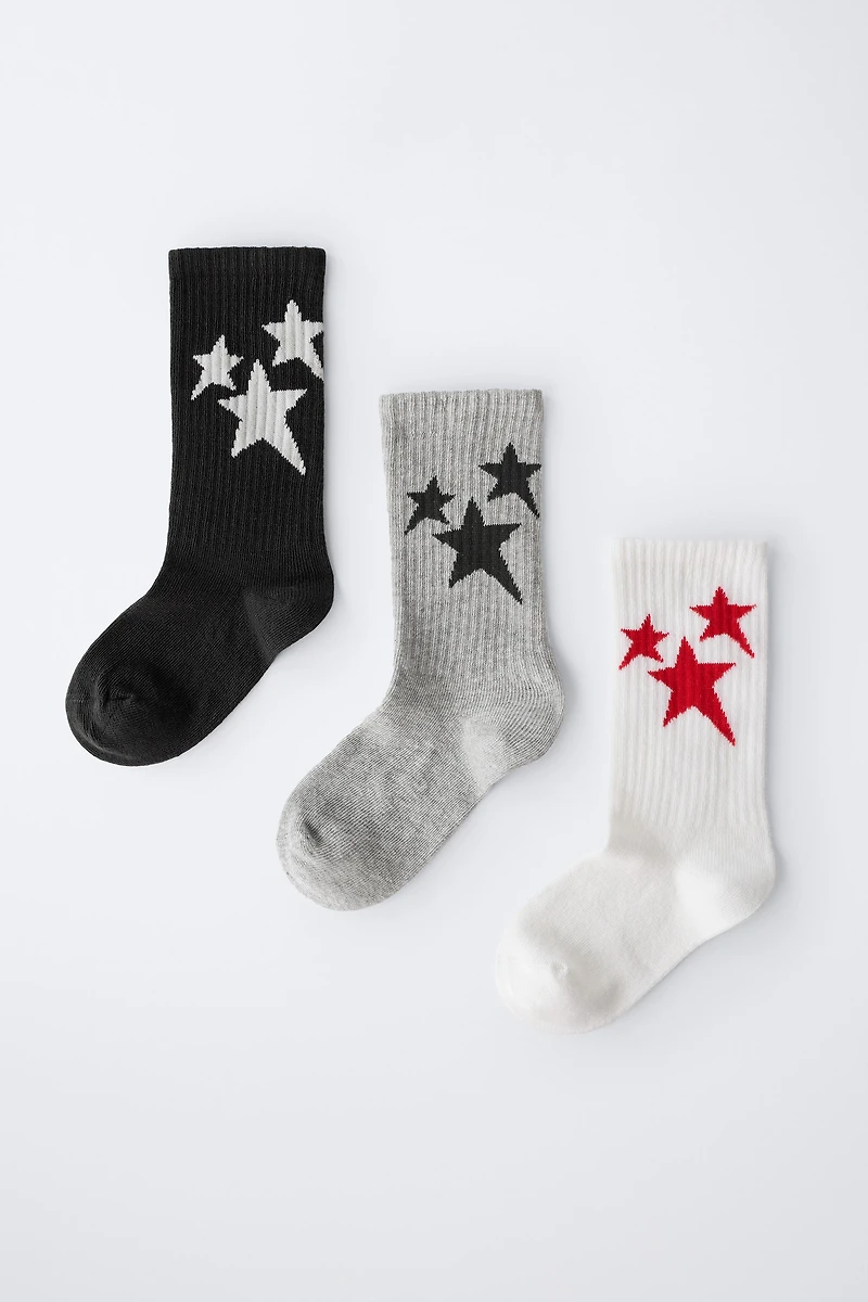 THREE-PACK OF STAR MID-CALF SOCKS